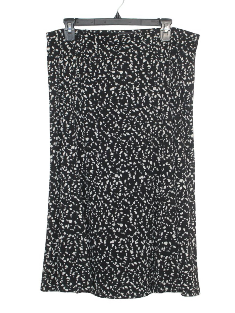 Jones New York women's a line skirt size L black polka dot midi elastic waist